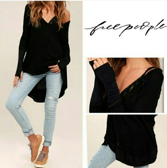Free People Tops - FREE PEOPLE oversized waffle knit thermal top